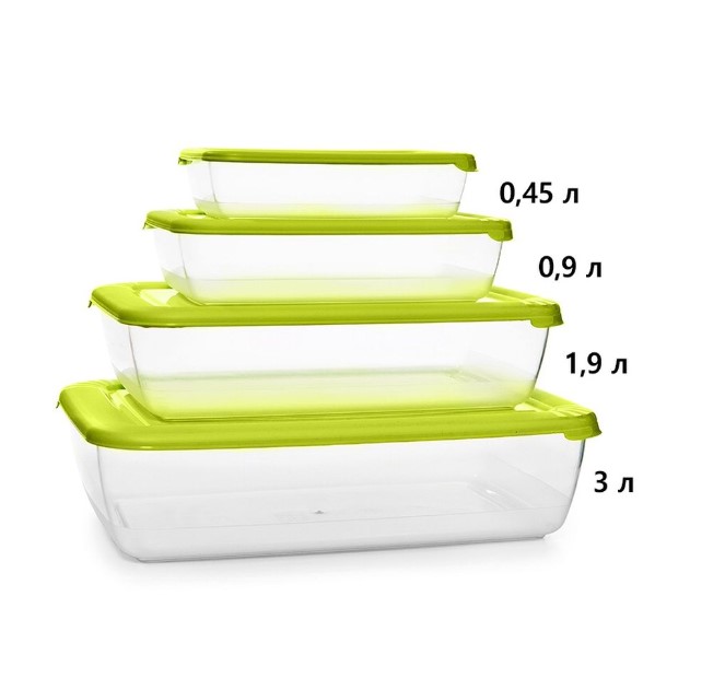 Комплект ЛАЙТ прямоугольный (4 штуки) 0,45+0,9+1,9+3л/16