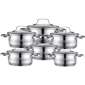 Набор посуды из нержавеющей стали (12 предметов) Lider Stal, (2,1., 2,9л., 2,9л., 3,9л., 5л., 6,5л.) LD-2007