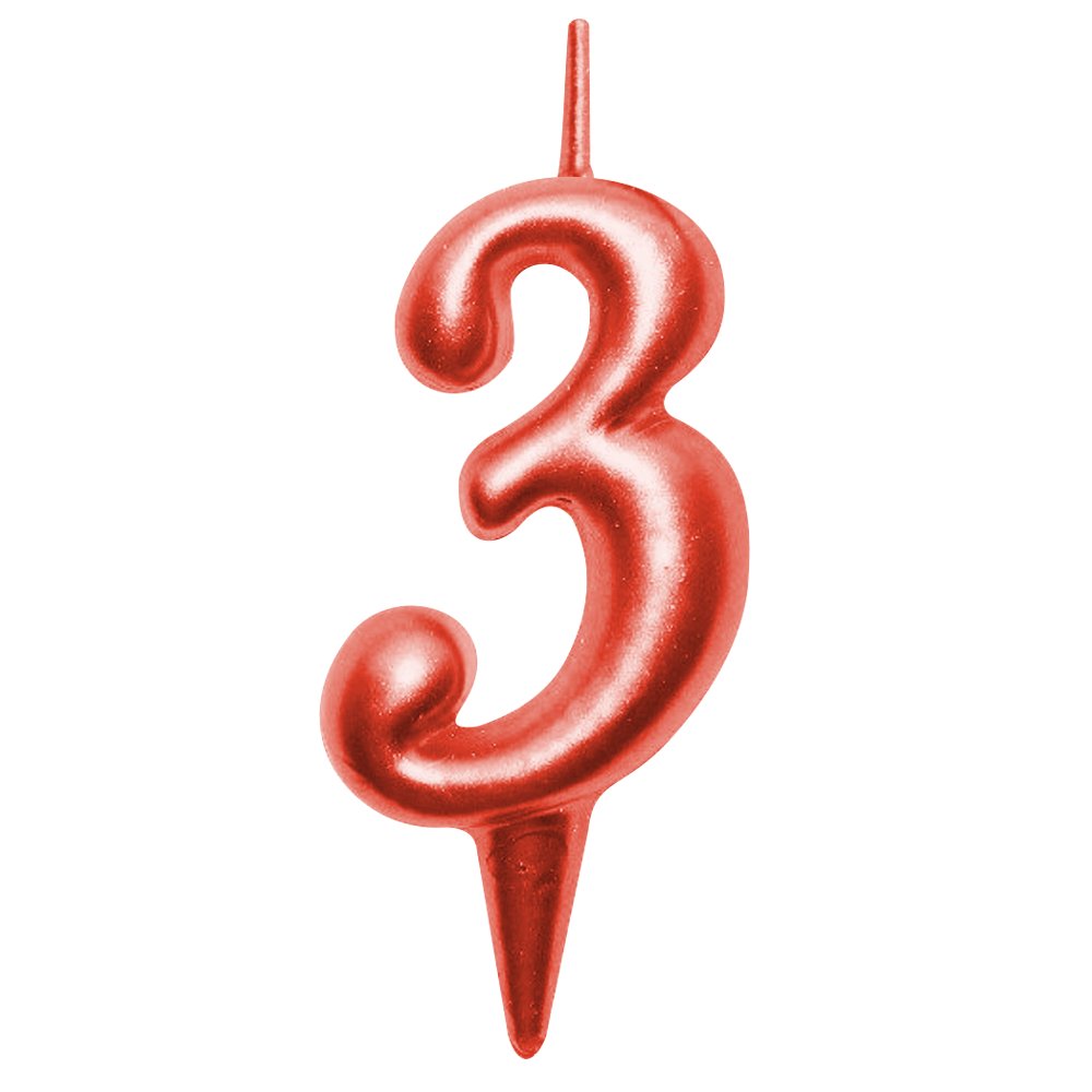 Свеча для торта Овал цифра 3 (красный) МС5-33