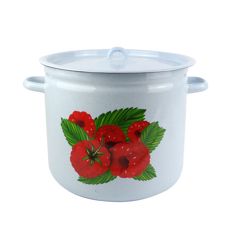 Кастрюля эмалированная цилиндрическая с рисунком 12л.