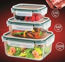 Набор стеклянных контейнеров KL-3202Зеленый (1x8)