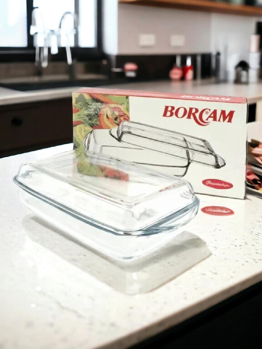 Жаропрочная посуда прямоугольная с крышкой Borcam 1950мл+1300мл 59009