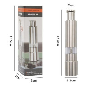 Мельница для соли и перца из нержавеющей стали с кнопкой для ручного управления, пресс-измельчитель для перца, морской соли, специй