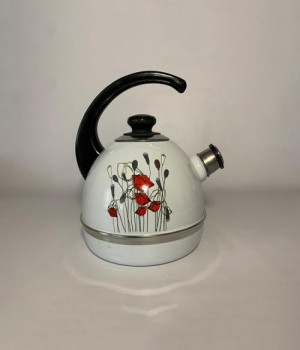 Чайник 3,5л п/р белый/полевые маки (декор-нерж.сталь)  ТМ04/35/03/43