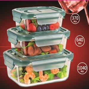 Набор стеклянных контейнеров KL-3201Зеленый (1x8)