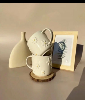 BX126-24 Керамическая кружка с ромашками, 450ml,
