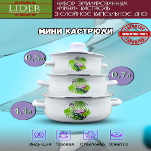 Набор кастрюль эмаль (6 предметов) Lider LD-10001
